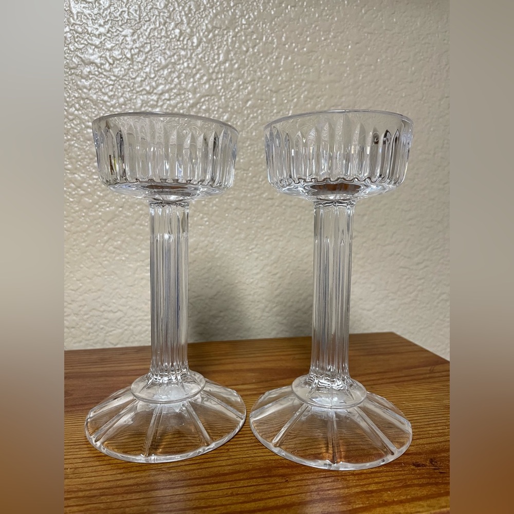 Shannon Crystal Designs of Ireland: 2 Candle Holders 7” - Picture 2 of 11